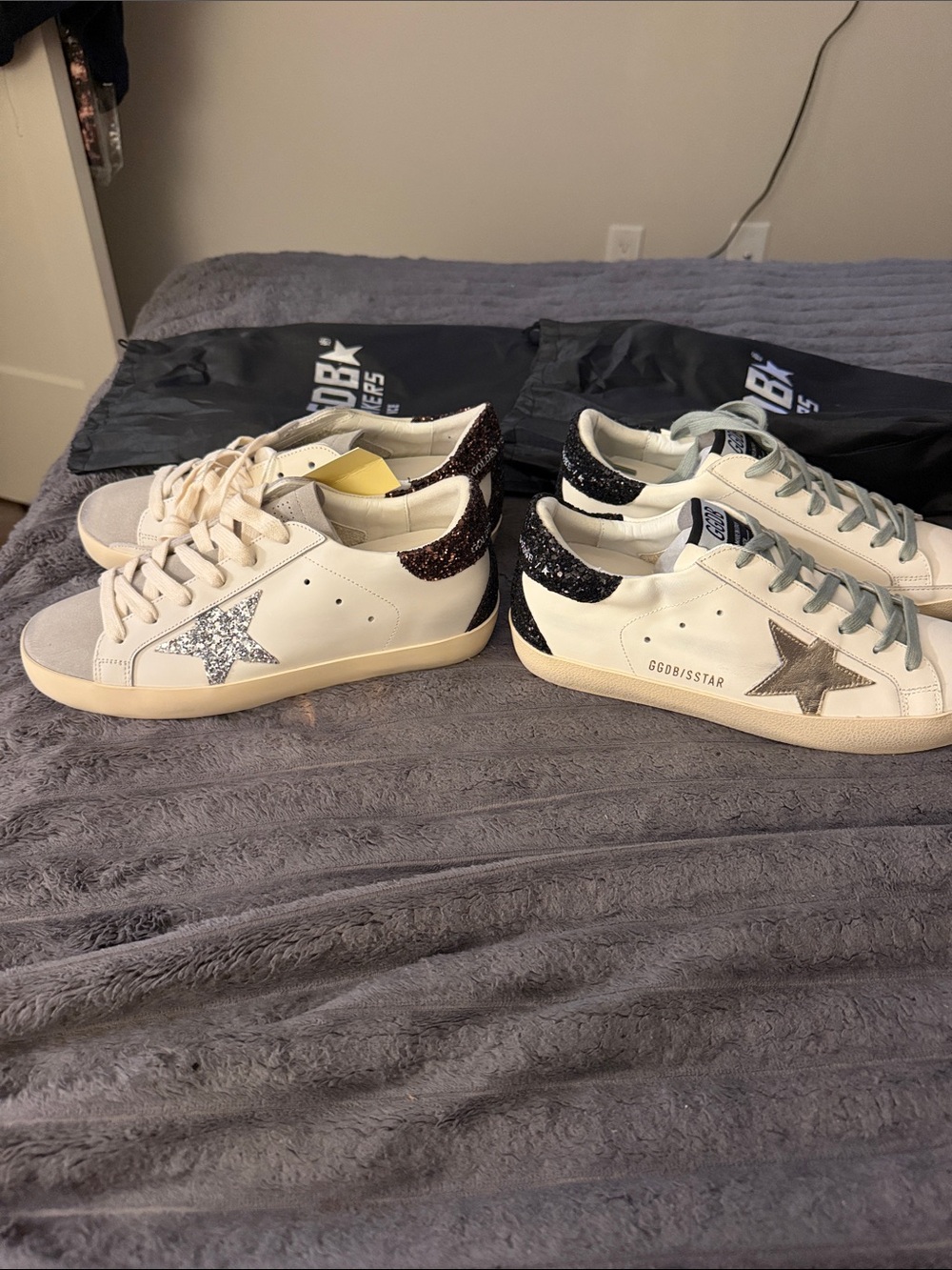 Golden Goose Kids White Sneakers with Silver Glitter Star